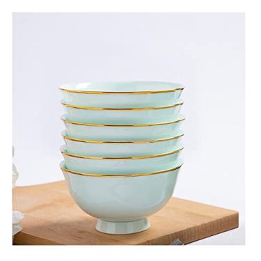 Imagem de Tigela de cereal, tigela de ramen de salada, conjunto de tigelas empilháveis de porcelana fina para cereais - Conjunto de 6 tigelas de sopa de porcelana resistente ao calor e ao frio para cozinha