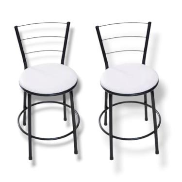 Imagem de 2 BANQUETAS BAIXA 3 ARAME 70 CM ALTURA TOTAL COZINHA (BRANCO)