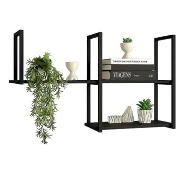 Imagem de Prateleira Estilo Industrial em MDF – Para Sala, Quarto, Cozinha e Banheiro (Preto)