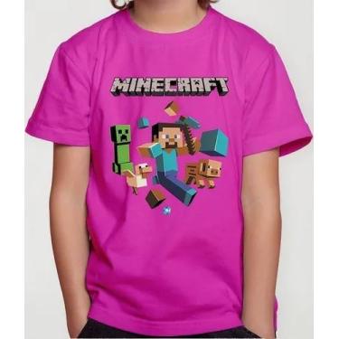 Imagem de Camiseta Camisa Juvenil Infantil Menina Menino Gamer Blocos Mine Roupa