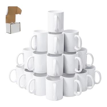 Imagem de SIGNZWORLD Canecas de sublimação, canecas de sublimação em branco 325 ml para vinil, canecas de café de sublimação caneca de café de cerâmica com alça grande copo de cerâmica revestido branco com