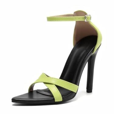 Imagem de Pradize Sandálias multicoloridas com salto agulha, Verde limão neon, 36