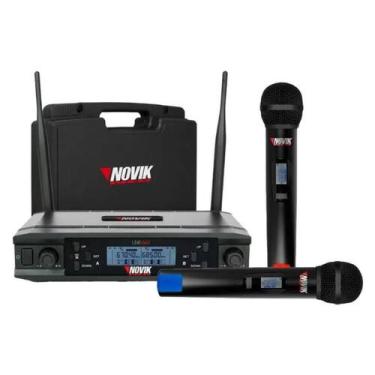Imagem de Microfone UHF Duplo MULTI-FREQUENCIA 2X300 Canais Transmisso Digital -