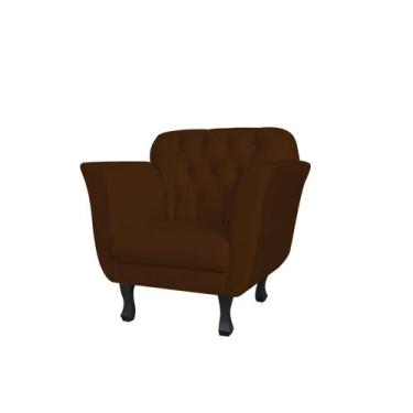 Imagem de Kit 2 Poltronas Decorativa Dália Suede Marrom Pés Madeira Ms Decor - N