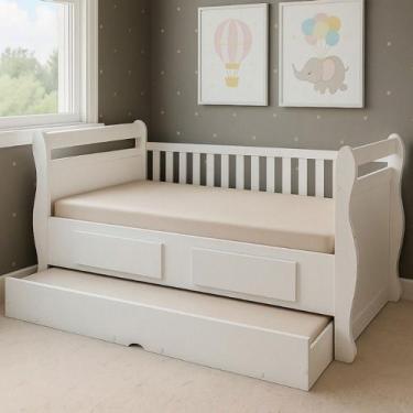 Imagem de Cama Infantil Bicama Maria 2 Gavetas 100% Mdf Branco - Móveis Peroba, 