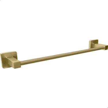 Imagem de Dona D Cor, Porta Toalha De Banho Dourado Escovado Toalheiro Barra Simples 40cm Suporte Parede Metal Inox Gold