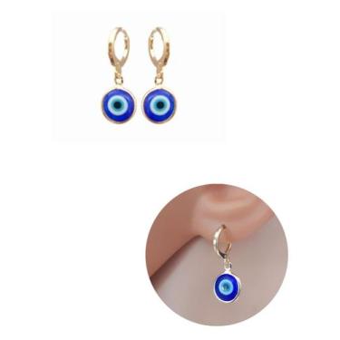 Imagem de Brinco Pingente Olho Grego Folheado Ouro 18k Antialérgico - MIXFOLHEAD