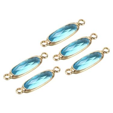 Imagem de Elo de conector de pedra do mês de nascimento, 5 peças de elos transparentes de diamante, joias de vidro, achados de contas de cristal para pingentes, colar, pulseira, brinco, azul claro