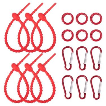 Imagem de 1 conjunto de anéis de mola de liga de zinco com abraçadeiras de silicone e mosquetões de escalada de liga de alumínio para kits de busca de joias DIY (azul celeste profundo)