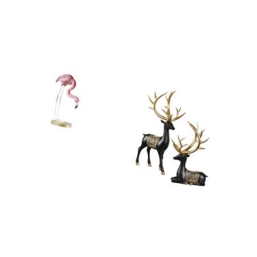 Imagem de Fenteer Estátua de Resina de Rena de Flamingo, Escultura de Pássaro E Alce, Decoração para Casa, Arte Moderna, Estatueta de Jardim, Suporte de Metal, Quintal,