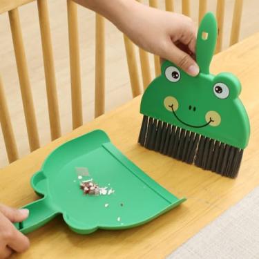 Imagem de 1 conjunto de mini vassoura de mesa com pá de lixo para uso doméstico, ferramentas práticas de limpeza (verde)