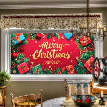 Imagem de HOMETITUTE Película para janela de Natal, caixa de presente, guirlanda, decoração de feliz Natal, adesivo de vidro de privacidade, adesivos de janela para casa, sala de estar, quarto, escritório, 100