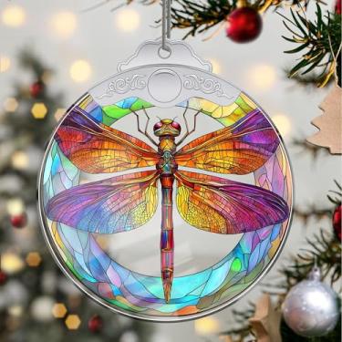 Imagem de Enfeites de Natal para pendurar em cristal de libélula, enfeites de árvore de Natal feitos à mão, decoração de carro e casa - presentes de Natal, decoração de artesanato em acrílico, ideias de troca