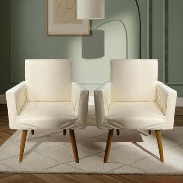 Imagem de Kit De 2 Capas Para Poltrona Nina Decorativa Sala Escritorio Quarto Em Malha Gel Liso (Palha)