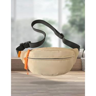 Imagem de Bolsa tiracolo masculina e feminina com cinto ajustável no quadril para caminhadas elegantes à prova d'água, Caqui, Medium, Tendência