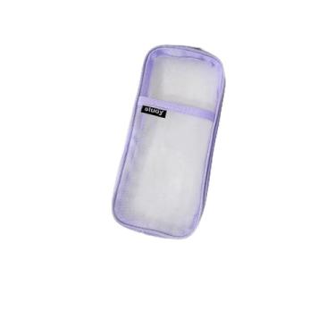 Imagem de Estojo de lápis de malha roxa, porta-lápis leve para escritório e viagens, armazenamento transparente para canetas, lápis e artigos de papelaria