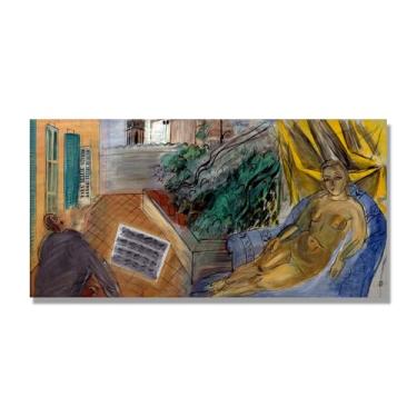 Imagem de NHLDZYH Folhas impressionistas, (sem título 89) por Raoul Dufy, reprodução de quadros, quadros de pinturas famosas, imagem murais quartos. 75 x 150 cm apenas tela