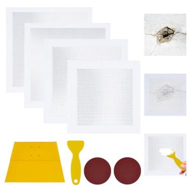 Imagem de NICENEEDED Kit de reparo de drywall, kit de reparo de parede seca de 16/8/12/12 polegadas para furos grandes com raspador e lixas, kit de reparo de folhas de drywall de malha resistente para teto de