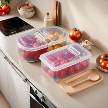 Imagem de Pacote com 2 recipientes herméticos para alimentos – Potes de temperos sem BPA com tampas flip-top, armazenamento empilhável de cozinha para sal, pimenta e temperos