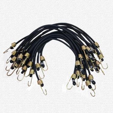 Imagem de Generic Pacote com 15 pequenos cabos elásticos pretos de borracha com ganchos, mini cordas elásticas de 25 cm para capas de lona para acampamento, bagagem, bagagem, suporte de teto para carro, tendas