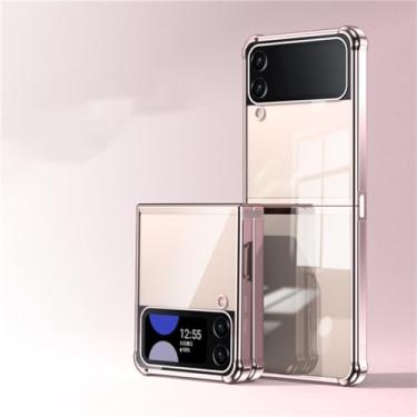 Imagem de Para Samsung Galaxy Z Flip 5 4 3 Capa transparente Airbag Phone Case para Samsung Z Flip 5 Chapeamento capa macia ultrafina, RoseGold, para Samsung Z Flip 5