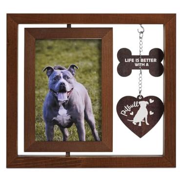 Imagem de InnoBeta Pitbull Gifts, porta-retratos giratórios, moldura dupla face 10 x 15 cm, Life is Better with A Pitbull