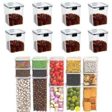 Imagem de Porta Mantimentos, Kit Completo Cozinha Potes Herméticos Empilháveis Trava Segurança Reforçada 100% Vedado(H - 8 POTES 800ml)