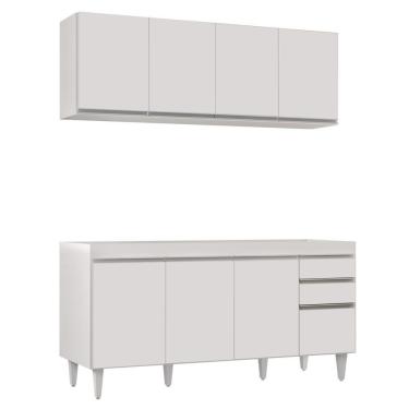 Imagem de Armário Aéreo Nevada E Balcão Para Pia 160cm Arkansas Branco - Lumil