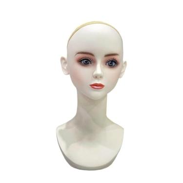 Imagem de Kokiya Cabeça de manequim feminina com maquiagem multifuncional suporte para peruca suporte para peruca para apliques de cabelo faixa de cabeça óculos