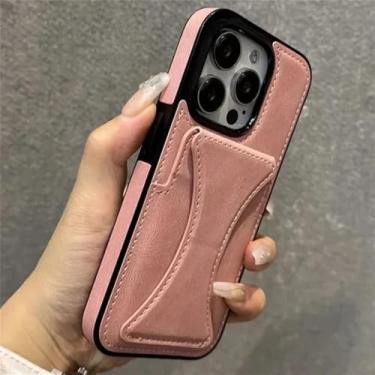 Imagem de Capa para iPhone 16 15 11 12 13 14 Pro Max 17 Slim Fit Couro Slots para Cartões Capa com Suporte, Rosa, para iPhone X