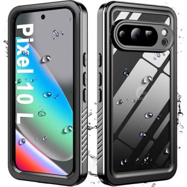 Imagem de Hllhunkhe Capa para Goolge Pixel 10, capa à prova d'água com protetor de tela integrado, resistente à prova de poeira, à prova de choque, à prova de quedas, preta