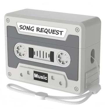 Imagem de Rertnocnf Capa retrô de designer compatível com AirPods Pro/Pro 2, capa de fita cassete de música com corda, capa de silicone macio portátil, carregador sem fio, protetor à prova de choque para homens