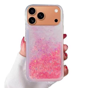 Imagem de Rnrieyta Miagon Capa traseira de areia movediça com efeito luminoso em movimento para iPhone 17 Pro Max, brilho noctilucente que brilha no escuro com glitter brilhante líquido transparente