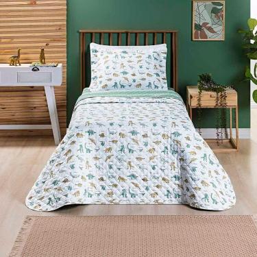 Imagem de Kit Cobre Leito Colcha Joy Kids Solteiro Infantil 2 Peças Micropercal 200 Fios - Dino World - 100% Poliéster
