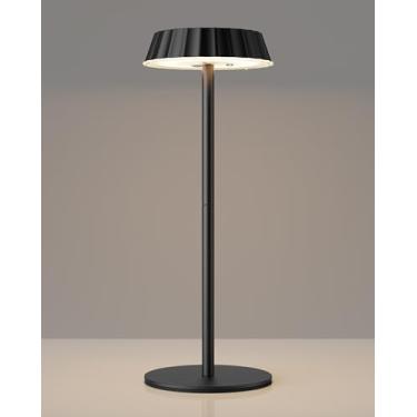 Imagem de EppieBasic Candeeiro de mesa sem fio recarregável: lâmpada regulável de carregamento rápido de 18 W - luz de mesa de metal portátil operada por bateria de 5000 mAh para restaurante, pátio, exterior