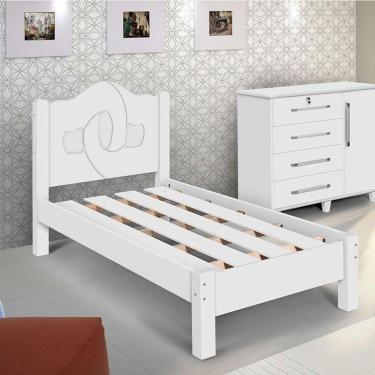 Imagem de Cama Siena Solteiro Branco Com Colchão- Carmolar