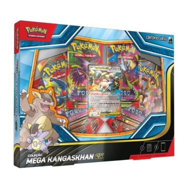 Imagem de Box Pokémon TCG Coleção Megaevolução Fogo Fantasmagórico Mega Kangaskhan EX Amigos de Jornada Cartas