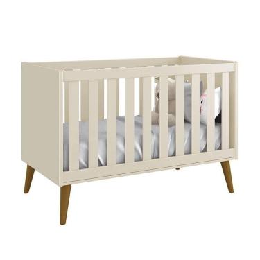 Imagem de Berço Mini Cama Theo Retrô Areia Fosco Com Pés Amadeirado - Reller Móveis Areia Fosco