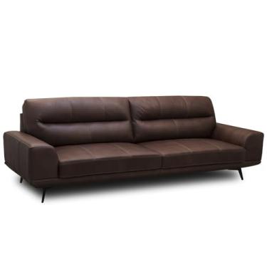 Imagem de Sofá 3 Lugares Para Sala Living Industrial 236cm Cádis L06 Couro Marrom Escuro - Lyam Decor