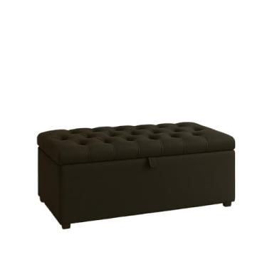 Imagem de Bau organizador Puff Baú pé de cama 90 cm no Organizador e Sapateira (Porta Objetos e Brinquedos)92×42×40cm(Preto,Tampa Capitonê 4 Cm de altura)
