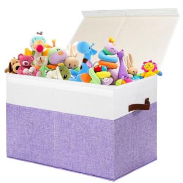 Imagem de Caixa de armazenamento de brinquedos Gowee 62x33x40 cm dobrável com di