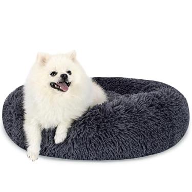 Imagem de SM4BED Cama calmante para cães pequenos e médios, cama redonda antiansiedade de pelo sintético de pelúcia macia, antiderrapante, lavável, para animais de estimação de até 13,6 kg