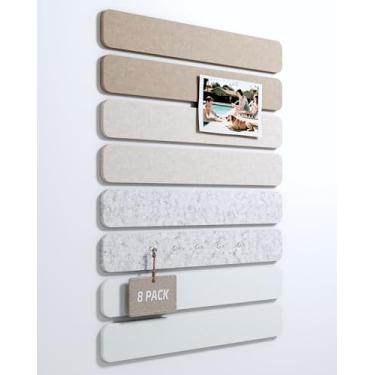 Imagem de Placa de cortiça com fita de feltro alternativa, pacote com 8, 33 x 5 cm, placa de pinos de escritório com 50 pinos, instalação adesiva para porta de quarto e escritório em casa (coleção Desert Silver