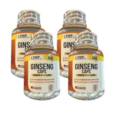 Imagem de Ginseng Caps - 60 Caps 500Mg Kit Com - 4 Potes - Lider Vendas