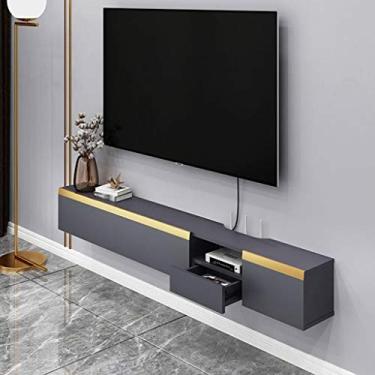 Imagem de Armário de TV montado na parede, prateleira de parede, prateleira flutuante, quarto, sala de estar, armário de parede, roteador, decodificador, caixa de cabo, caixa de fotos Sky Box, armário de