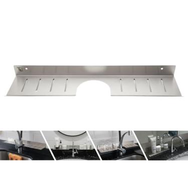 Imagem de Prateleira Inox para Torneira 50cm com Kit Instalação – Suporte Para Pia, Porta Sabonete e Utensílios para Banheiro, Cozinha e Lavanderia