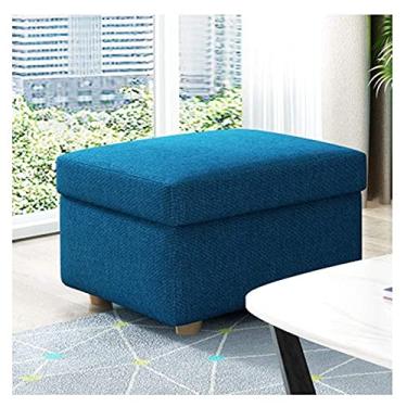 Imagem de Banquetas Otomanas para pés de tecido otomano de armazenamento banco de sofá banco de sapato descanso para os pés decoração de casa sala de estar varanda/azul/60 x 60 x 40 cm