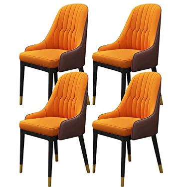 Imagem de Conjunto de 4 cadeiras de móveis de sala de jantar de cozinha conjunto de 4 cadeiras modernas de couro PU com encosto alto macio cadeiras de sala de estar cadeira lateral de couro à prova d'água com