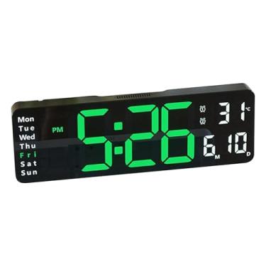 Imagem de Despertadores para quartos - Relógio de cabeceira com grandes números de LED, exibição de data de temperatura regulável com função de contagem regressiva, acessórios de quarto eletrônicos modernos