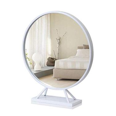 Imagem de Espelho de banheiro redondo nórdico espelho de mesa espelho de maquiagem espelho de penteadeira espelho de molho espelho de barbear decoração de banheiro simples (cor: ouro tamanho: 60 cm) (cor